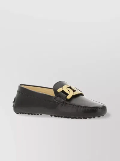 Tod's Metal Chain Ring Loafers In Black