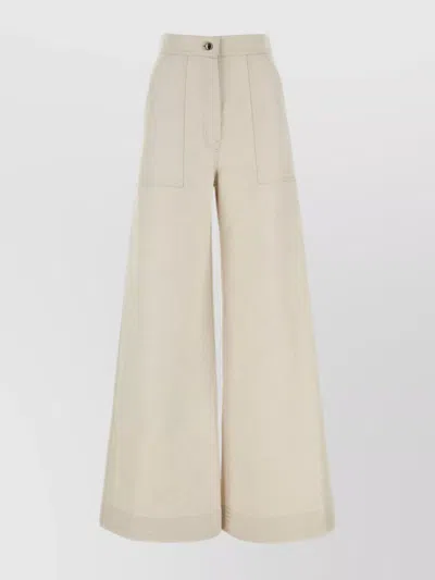 Max Mara Oboli Cotton And Linen Wide-leg Pants In Brown