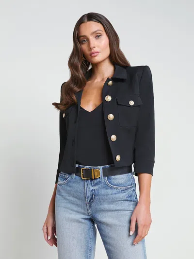 L Agence Kumi Cropped Jacket In Black