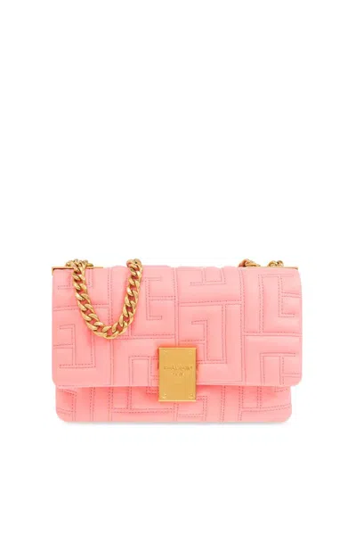 Balmain 1945 Small Quilted Shoulder Bag In Pink