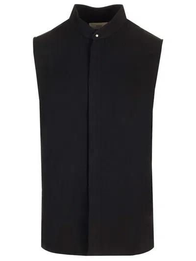 Ami Alexandre Mattiussi Ami De Coeur-embroidery Sleeveless Shirt In Black