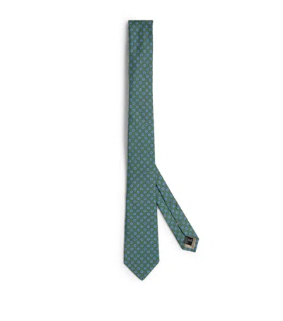 Giorgio Armani Silk Jacquard Patterned Tie In Green