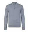 Allsaints Merino Wool Mode Polo Sweater In Dusty Blue
