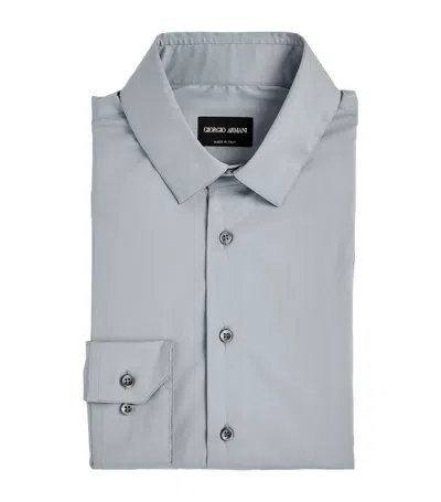 Giorgio Armani Cotton-blend Shirt In Grey
