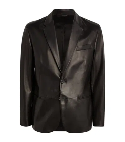 Giorgio Armani Lambskin Single-breasted Blazer In Black