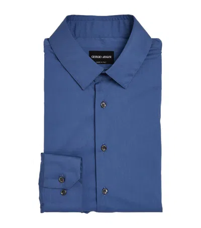 Giorgio Armani Cotton-blend Shirt In Blue