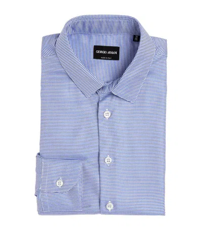 Giorgio Armani Cotton Striped Shirt In Blue