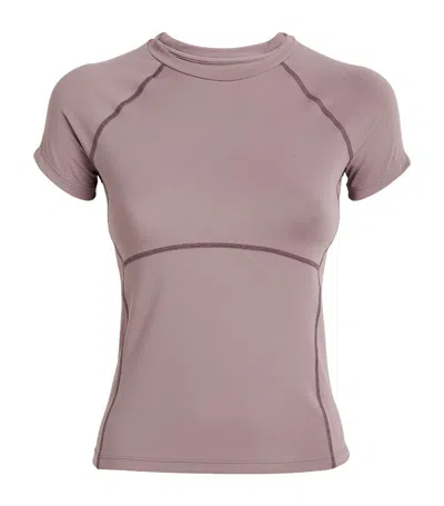 Adanola Short-sleeve Longline Top In Purple