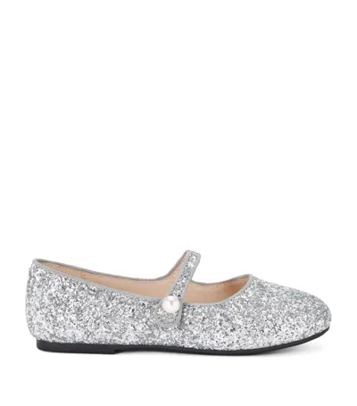 Age Of Innocence Kids' Leather Embellished Elin Flats In Silver