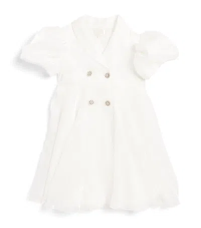 Maison Ava Kids'  Rhinestone-button Dress (4-14 Years) In White