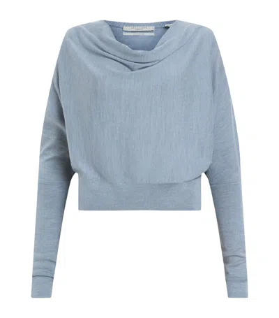 Allsaints Merino Ridley Cropped Sweater In Blue