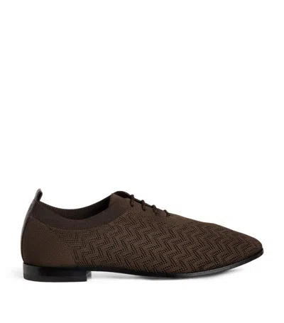 Giorgio Armani Jacquard Knit Oxford Shoes In Brown