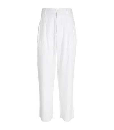 Giorgio Armani Cotton Blend Trousers In White