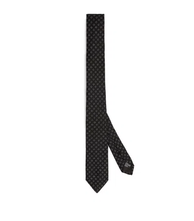 Giorgio Armani Silk Jacquard Patterned Tie In Black