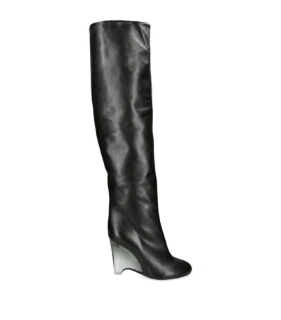 Alaïa Leather Azzedine Knee-high Boots 100 In Black