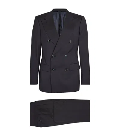 Giorgio Armani Wool Double-breasted Two-piece Suit In Blue