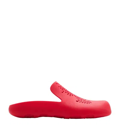 Burberry Stingray Perforated Slides In Red