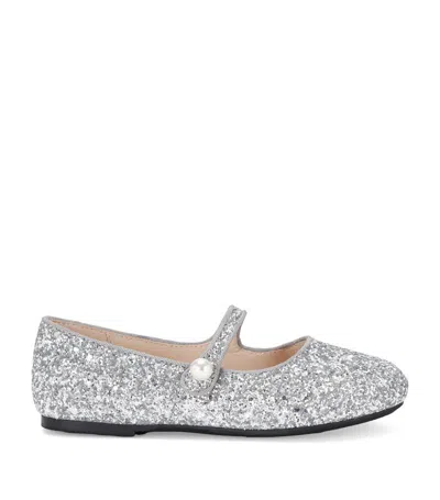 Age Of Innocence Kids' Leather Embellished Elin Flats In Silver