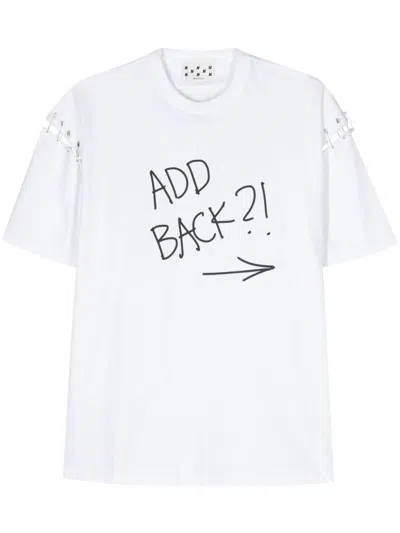 Avavav Slogan-print Open-back T-shirt In Blanc