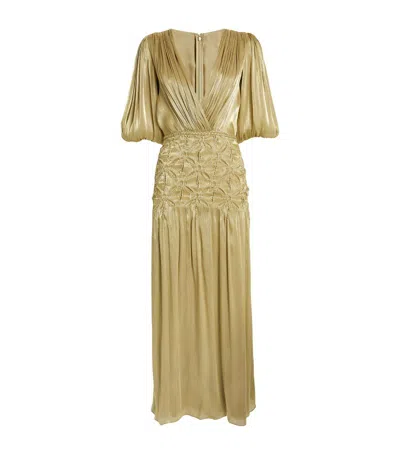 Costarellos Matea Midi Dress In Gold