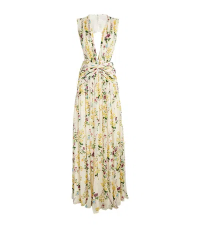 Costarellos Floral Martina Gown In 화이트,멀티