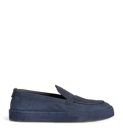 Giorgio Armani Leather Loafers In Blue