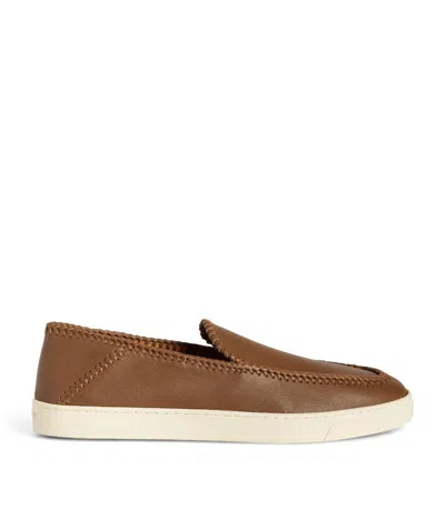 Giorgio Armani Men's Suede Sneaker-sole Loafers In Brown