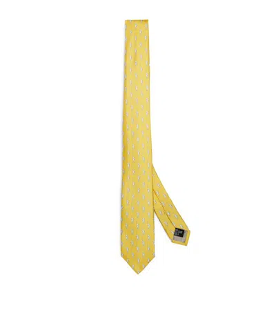 Giorgio Armani Silk Jacquard Seahorse Tie In Yellow