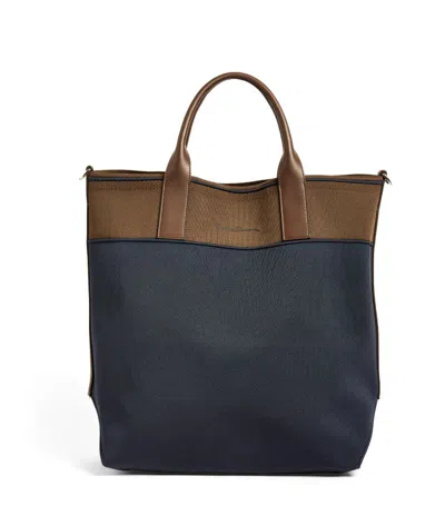 Giorgio Armani Logo Tote Bag In Blue