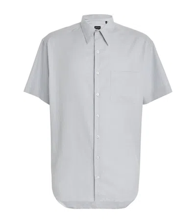 Giorgio Armani Cotton Short-sleeve Shirt In Blue