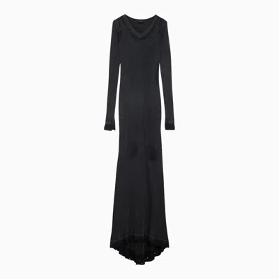 Balenciaga Black Cotton Maxi Lingerie Dress Women