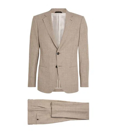 Giorgio Armani Linen-blend Single-breasted Two-piece Suit In Grey