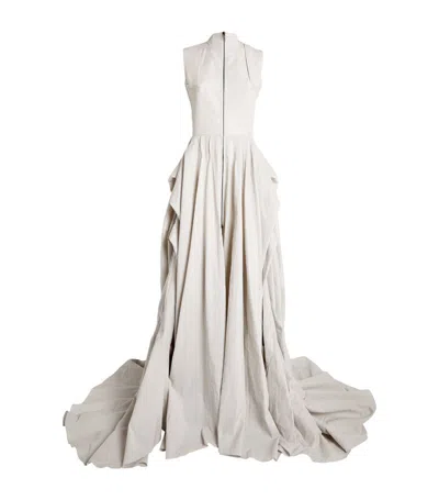Maticevski Aura Zip-front Gathered Gown In Grey