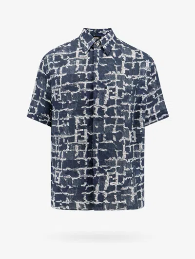 Fendi Man Shirt Man Blue Shirts