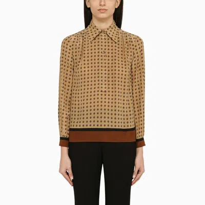 Gucci Camel-coloured Silk Shirt Women In Brown