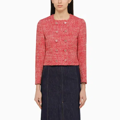 Gucci Red/white Tweed Double-breasted Jacket Women