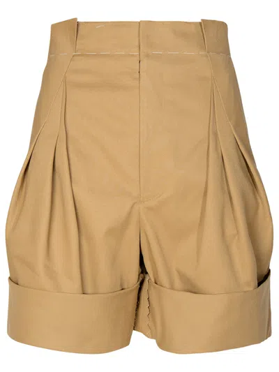 Maison Margiela Man Beige Cotton Blend Bermuda Shorts In Cream
