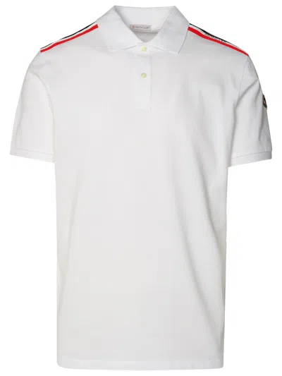 Moncler Man White Cotton Polo Shirt