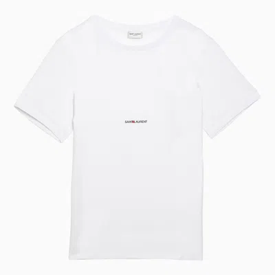 Saint Laurent White Logo-print Crewneck T-shirt Men