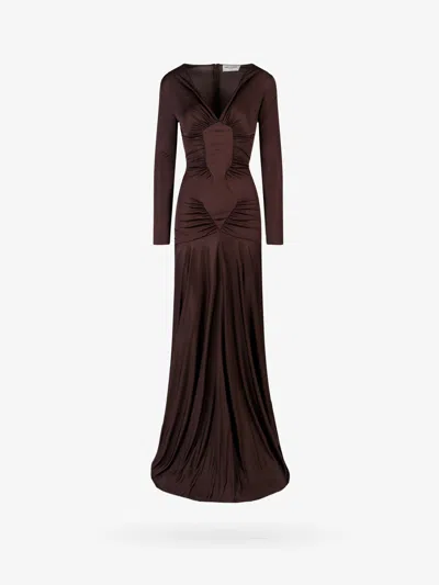 Saint Laurent Woman Dress Woman Brown Long Dresses