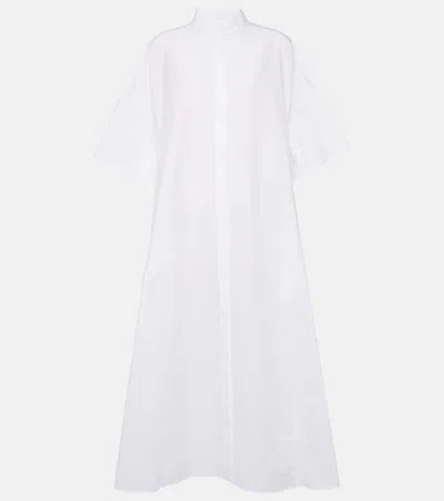 The Row Bredel Short-sleeve Band-collar Cotton Maxi Shirtdress In White