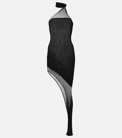 Aya Muse Larsen Asymmetric Midi Dress In Black