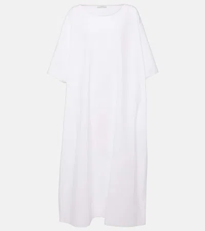 The Row Isora Oversized Cotton Poplin Midi Dress In Off White