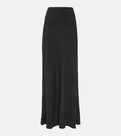 Ami Alexandre Mattiussi Maxi Satin Long Skirt In Black