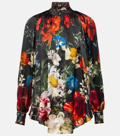 Camilla Embellished Floral Silk Blouse In A Still Life
