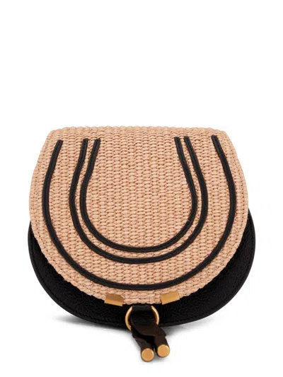 Chloé Small Marcie Leather-piping Crossbody Bag In Beige