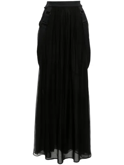 Max Mara Jedy Silk Chiffon Skirt W/suspenders In Black
