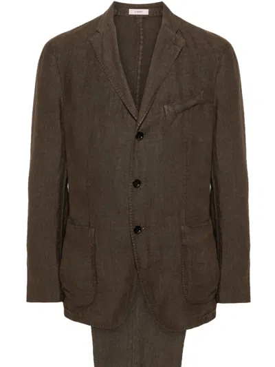 Boglioli Linen Single-breasted Suit In Brown