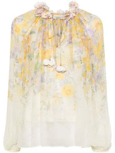 Zimmermann Floral Print Blouse In Yellow