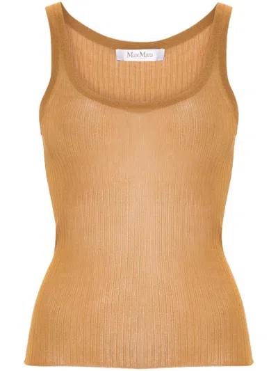 Max Mara Silk Tank Top In Brown